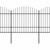 vidaXL Garden Fence with Spear Top Steel 211.4"x68.9" Black
