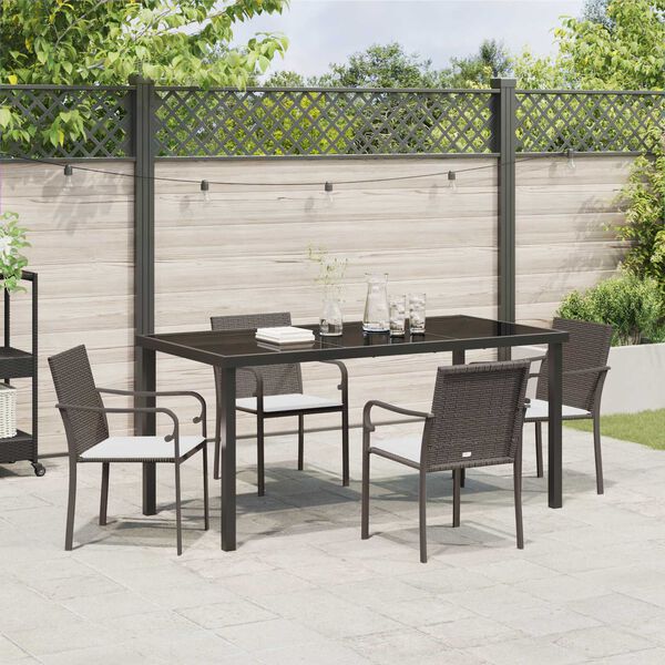 vidaXL Garden Dining Set 5 pcs Brown Poly rattan