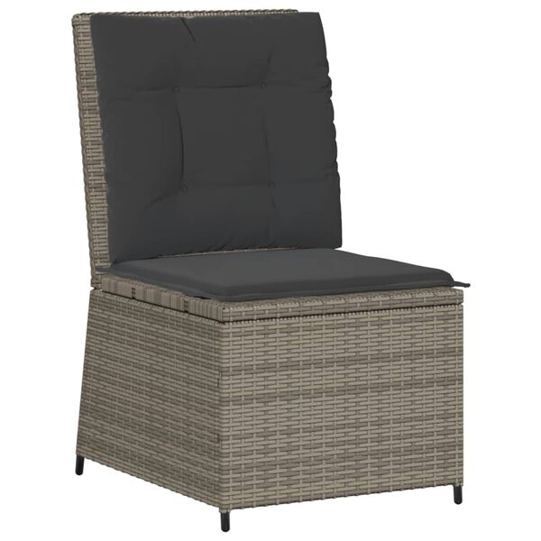 vidaXL Reclining Garden Sofa Grey PE rattan Compact Removable Covers
