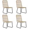 vidaXL Dining Set Oak and Black Poly rattan, powder-coated steel, glass