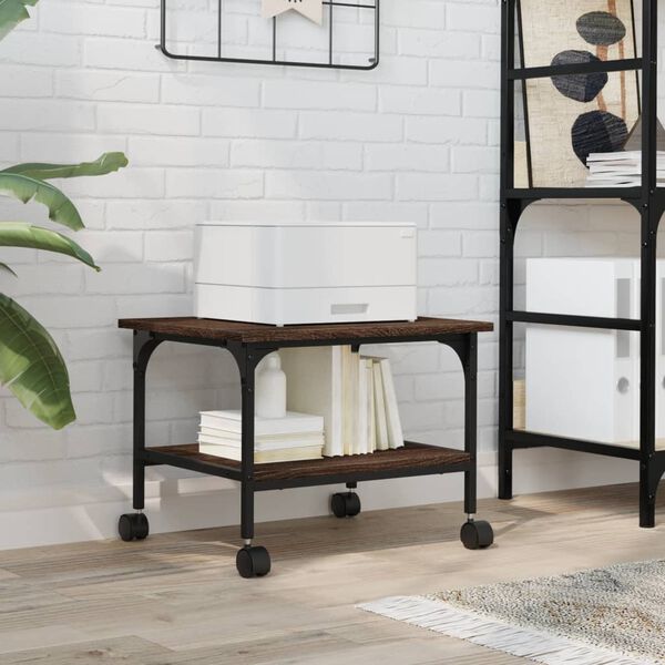 vidaXL Printer Stand 2-Tier Brown Oak 19.7"x15.7"x15" Engineered Wood