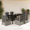 vidaXL 7 Piece Patio Dining Set with Cushions Light Gray Poly Rattan