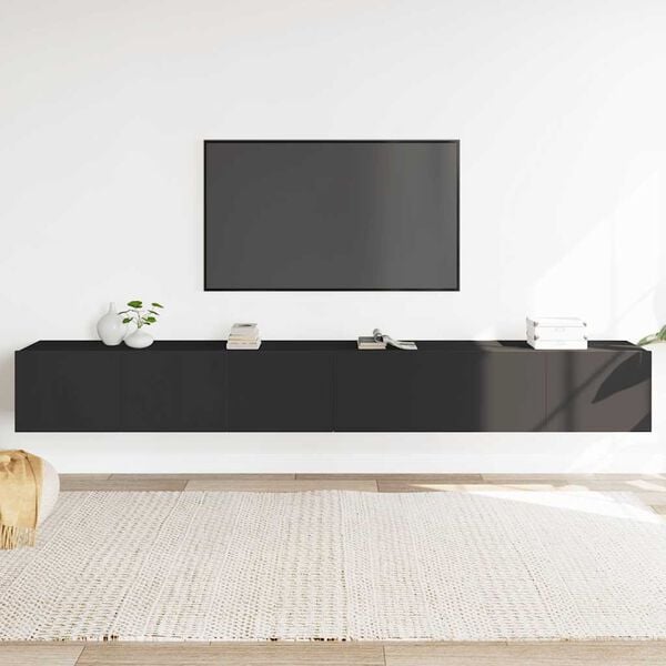 vidaXL TV Cabinet Set Set of 3 Black Engineered wood Medium