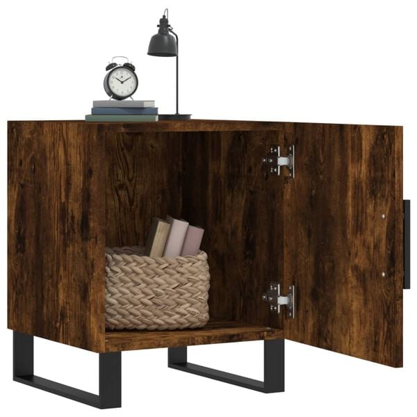 vidaXL Nightstand Smoked Oak Engineered Wood 15.7x15.7x19.7 in
