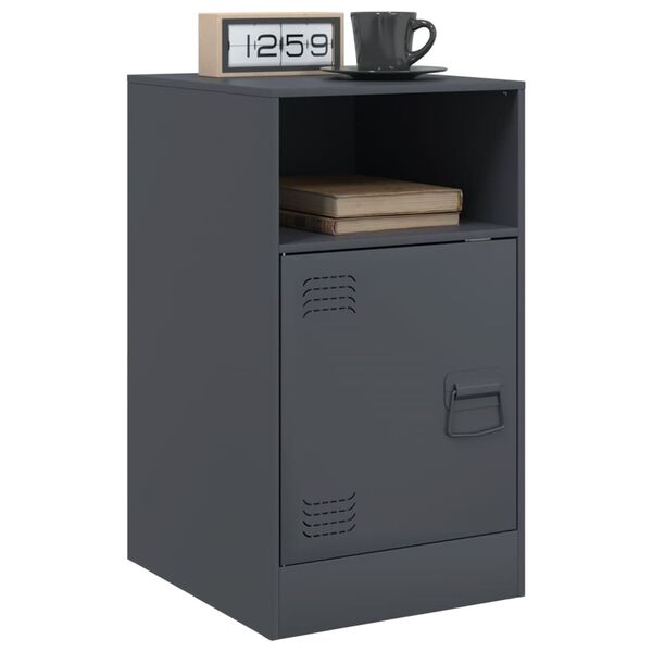 vidaXL Bedside Cabinet Set of 2 Anthracite Cold-rolled steel Medium