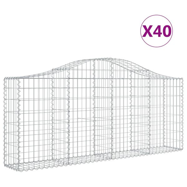 vidaXL Gabion Basket Set of 40 Silver Galvanized iron Extra Tall