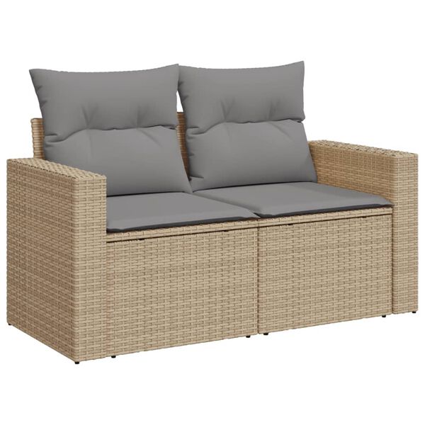vidaXL Garden Sofa Beige PE rattan, Powder-coated steel 2-Seater