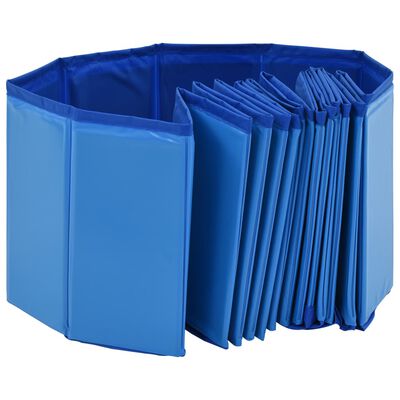 vidaXL Foldable Dog Swimming Pool Blue 63"x11.8" PVC