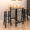 vidaXL Bar Table and Stool Black and Beige Wood and Steel Compact