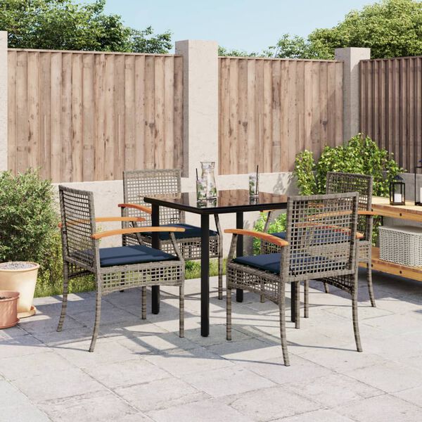 vidaXL Patio Dining Set Set of 4 Black, Grey, Navy Blue