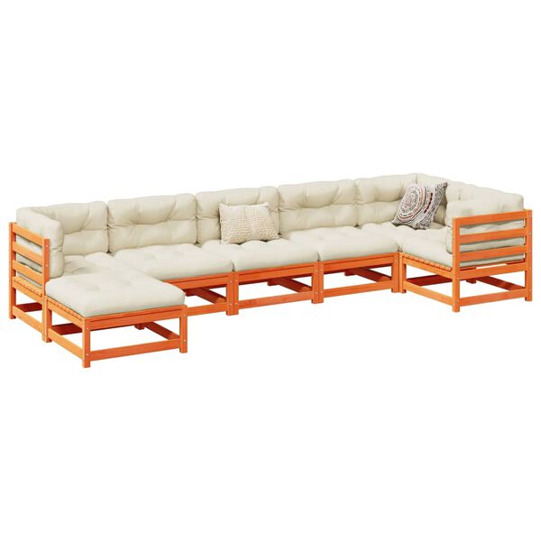 vidaXL Garden Sofa Set Wax Brown Solid pine wood Large Foldable