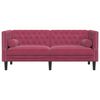 vidaXL Chesterfield Sofa with Bolsters 2-Seater Wine Red Velvet