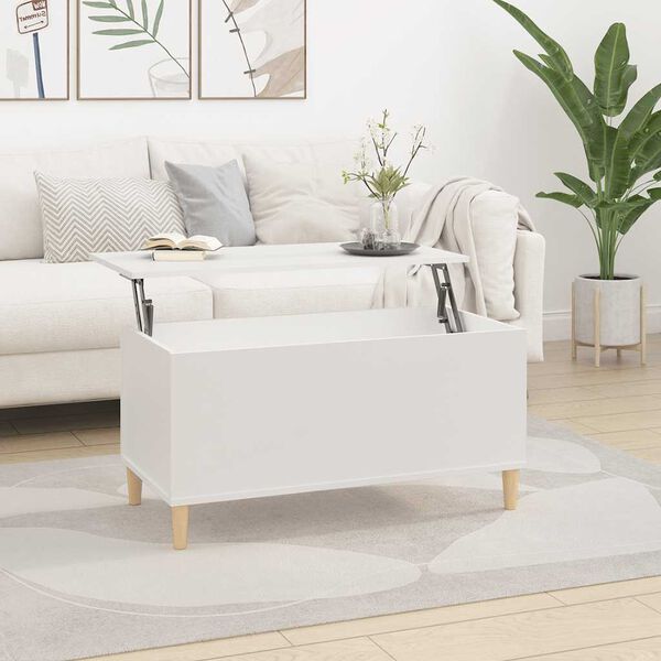 vidaXL Coffee Table White Engineered wood Standard Adjustable Armrests