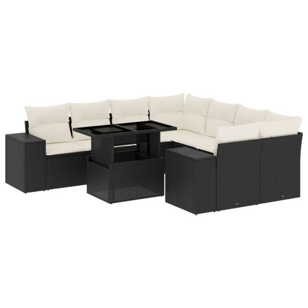 vidaXL Garden Sofa Set Black, Cream White