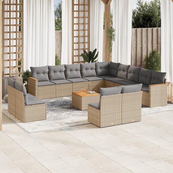 vidaXL Garden Sofa Set Beige, Light grey