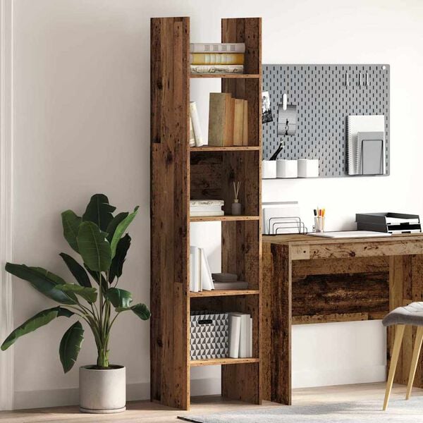 vidaXL Book Cabinet Old Wood 15.75 x 13.78 x 70.87 in Engineered Wood