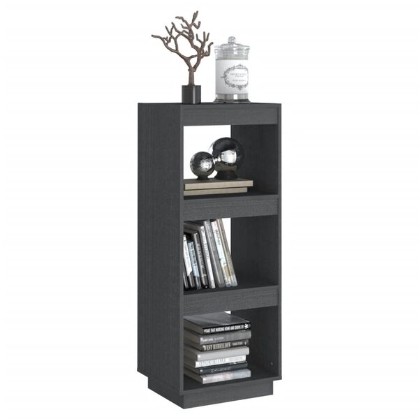 vidaXL Book Cabinet Gray Solid Pine Wood Medium Book Cabinet
