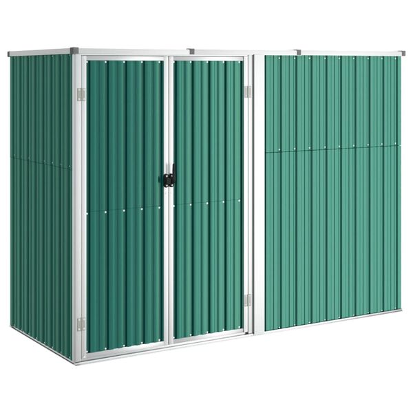 vidaXL Tool Shed Green Galvanized Steel Large Garden Tool Shed