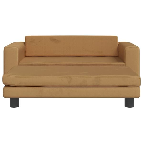 vidaXL Kids Sofa Brown Velvet (100% polyester), solid pine wood, foam Mini