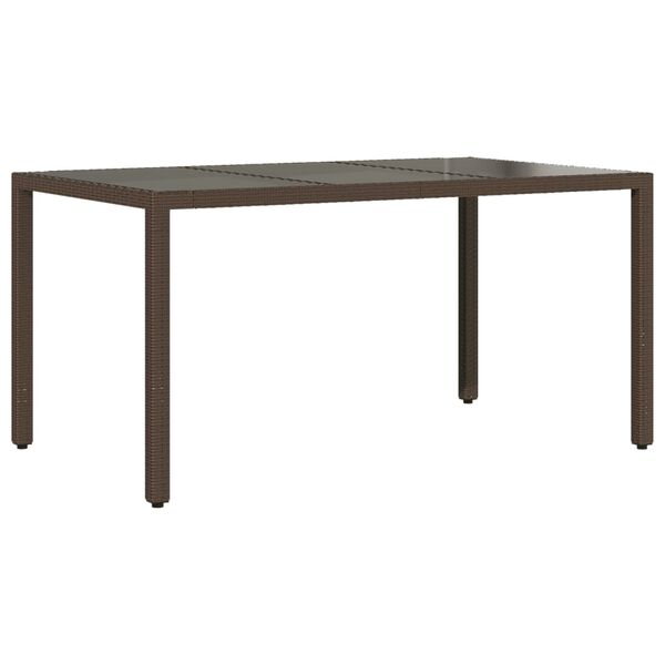 vidaXL Garden Table Brown Poly rattan, powder-coated steel, tempered glass