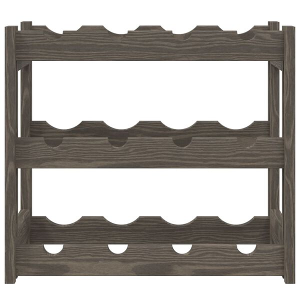 vidaXL Wine Rack for 12 Bottles Grey Solid Wood Pine