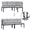 vidaXL Garden Sofa Set Black Powder-coated steel, fabric (100% polyester)