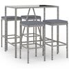 vidaXL Garden Bar Set Grey PE rattan, powder-coated steel, tempered glass
