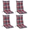 vidaXL Highback Chair Cushion Set of 4 Red Check Pattern