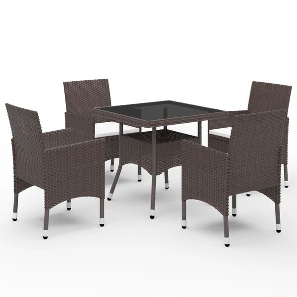 vidaXL Garden Dining Set Brown, Cream White