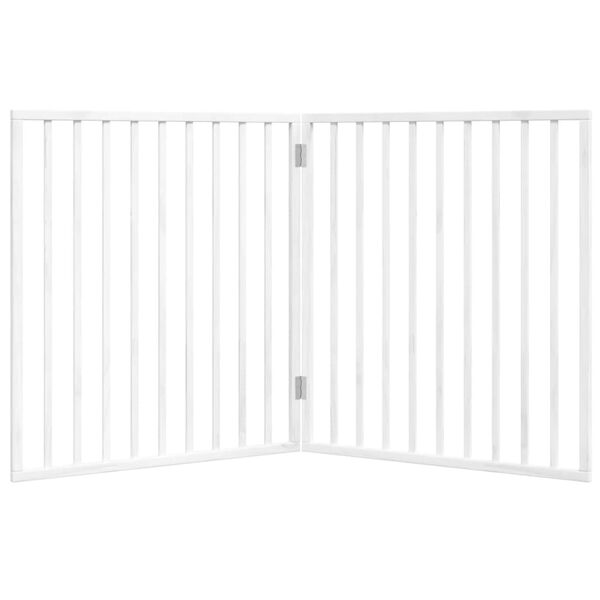 vidaXL Dog Gate Set of 2 White Poplar Wood 63.0 in total length