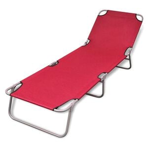 vidaXL Sun Lounger Red Powder-Coated Steel Standard Foldable