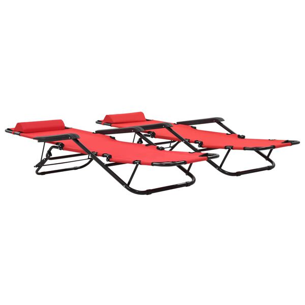 vidaXL Patio Sun Lounger Set of 2 Red