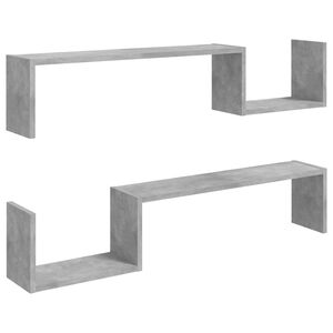 vidaXL Wall Shelf Set of 2 Concrete Grey Engineered Wood 39.4x5.9x7.9 in