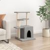 vidaXL Cat Tree Light gray Engineered wood, plush, sisal Medium Durable
