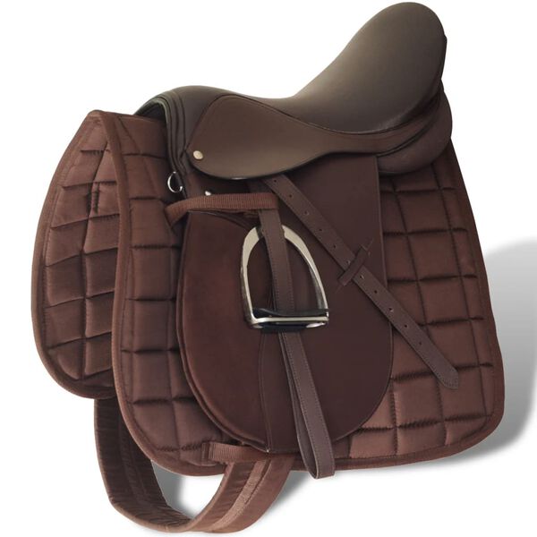 vidaXL Saddle Brown Real Leather 17.5 inches Saddle Other
