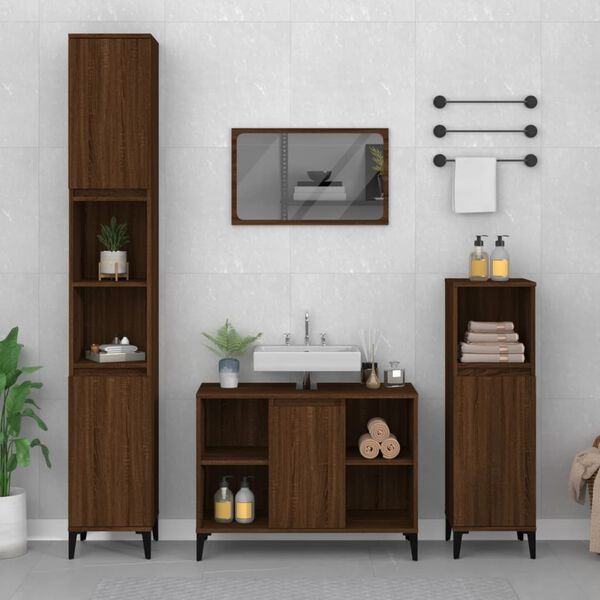 vidaXL Sink Cabinet Brown Oak Engineered Wood Medium