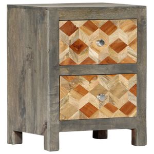 vidaXL Bedside Cabinet Grey and brown Solid mango wood, MDF