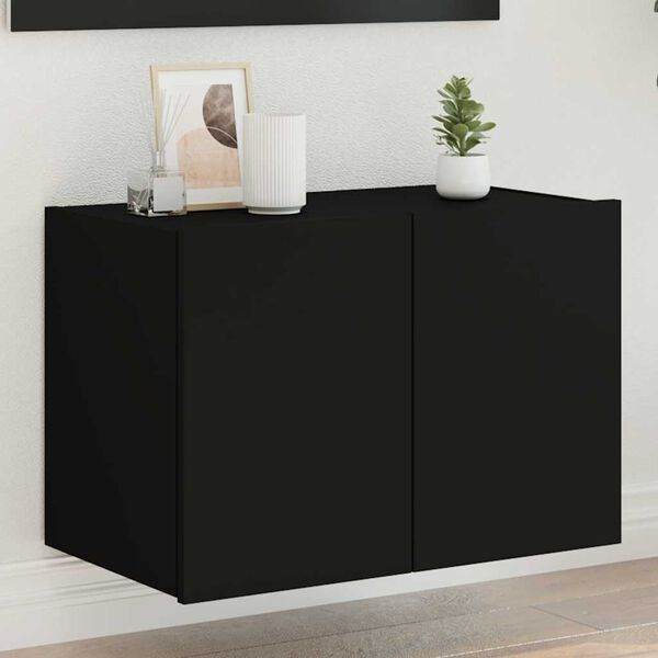 vidaXL TV Wall Cabinet Black Engineered wood Medium TV Wall Cabinet