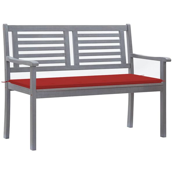 vidaXL Bench Grey, Red Solid eucalyptus wood, 100% polyester Standard