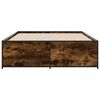 vidaXL Bed Frame Smoked Oak Engineered Wood, Steel Double Durable