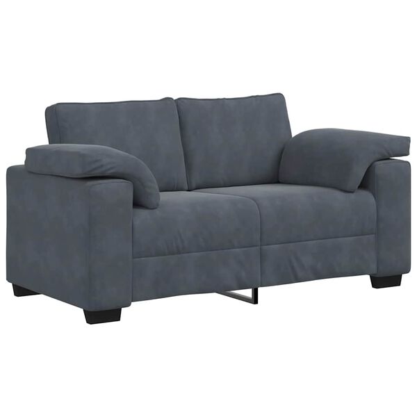 vidaXL Loveseat Sofa Dark Grey Velvet, Plywood, Steel Medium Comfy