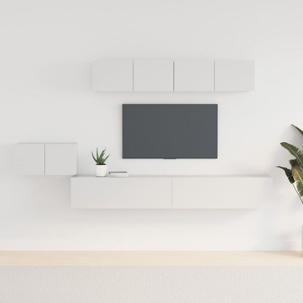 vidaXL TV Cabinet Set Set of 5 White Engineered Wood Wall Mounting