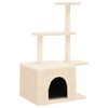 vidaXL Cat Tree Cream Engineered wood, plush, sisal 43.3 in tall Durable