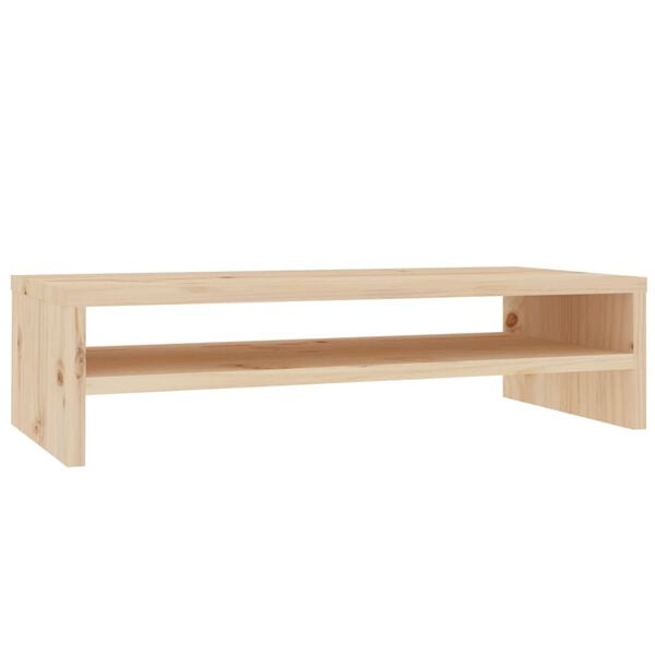 vidaXL Monitor Stand Natural Wood Solid Pine Wood