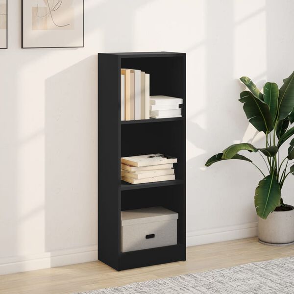 vidaXL Bookcase Black Engineered wood Small Bookcase Rectangular