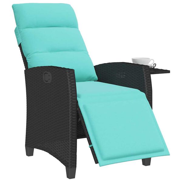 vidaXL Reclining Garden Chair Black Poly Rattan Standard