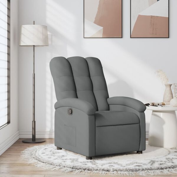 vidaXL Recliner Chair Dark grey Polyester fabric, metal, plywood Large