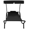 vidaXL Patio Lounge Bed with Canopy & Pillow Black