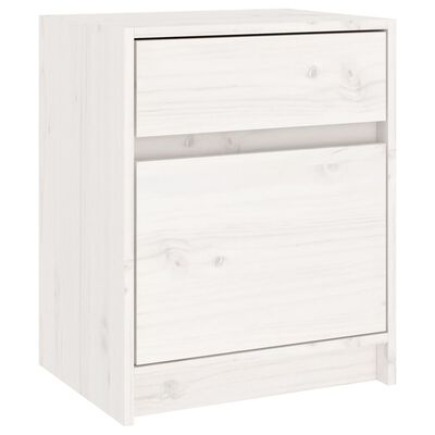 vidaXL Bedside Cabinet White 15.7"x12.2"x19.7" Solid Wood Pine
