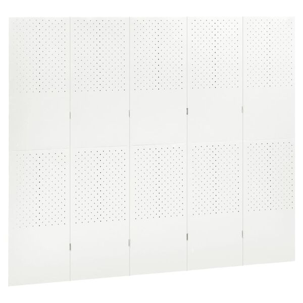 vidaXL 5-Panel Room Dividers 2 pcs White 78.7"x70.9" Steel